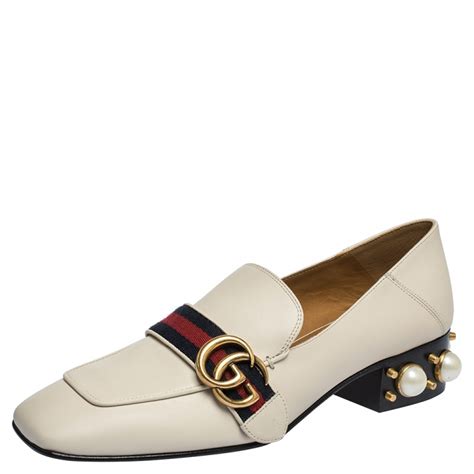 gucci loafers pearl heels|gucci high heel loafers.